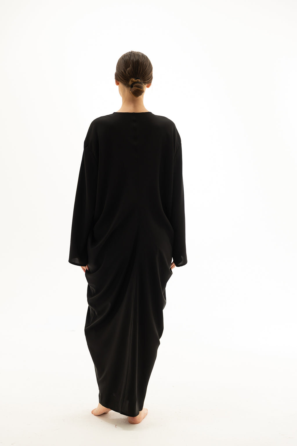 Siyah Önü Düğmeli Elbise Kimono