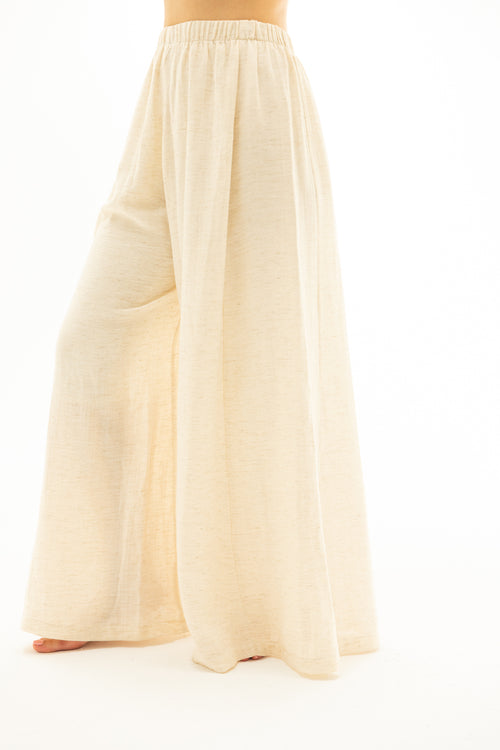 Beli Lastikli Müslin Keten Kumaş Pantolon