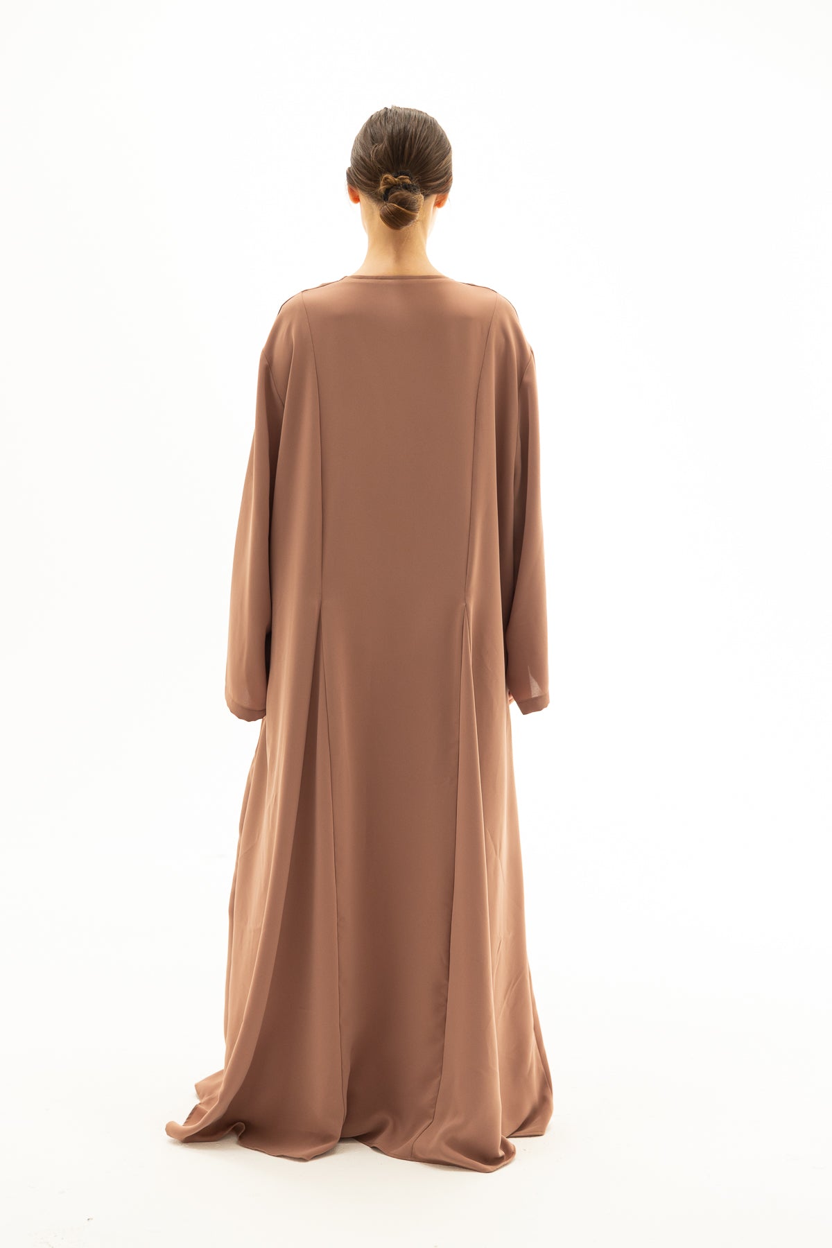 Vison Rengi Önü Düğmeli Abaya Elbise Kimono