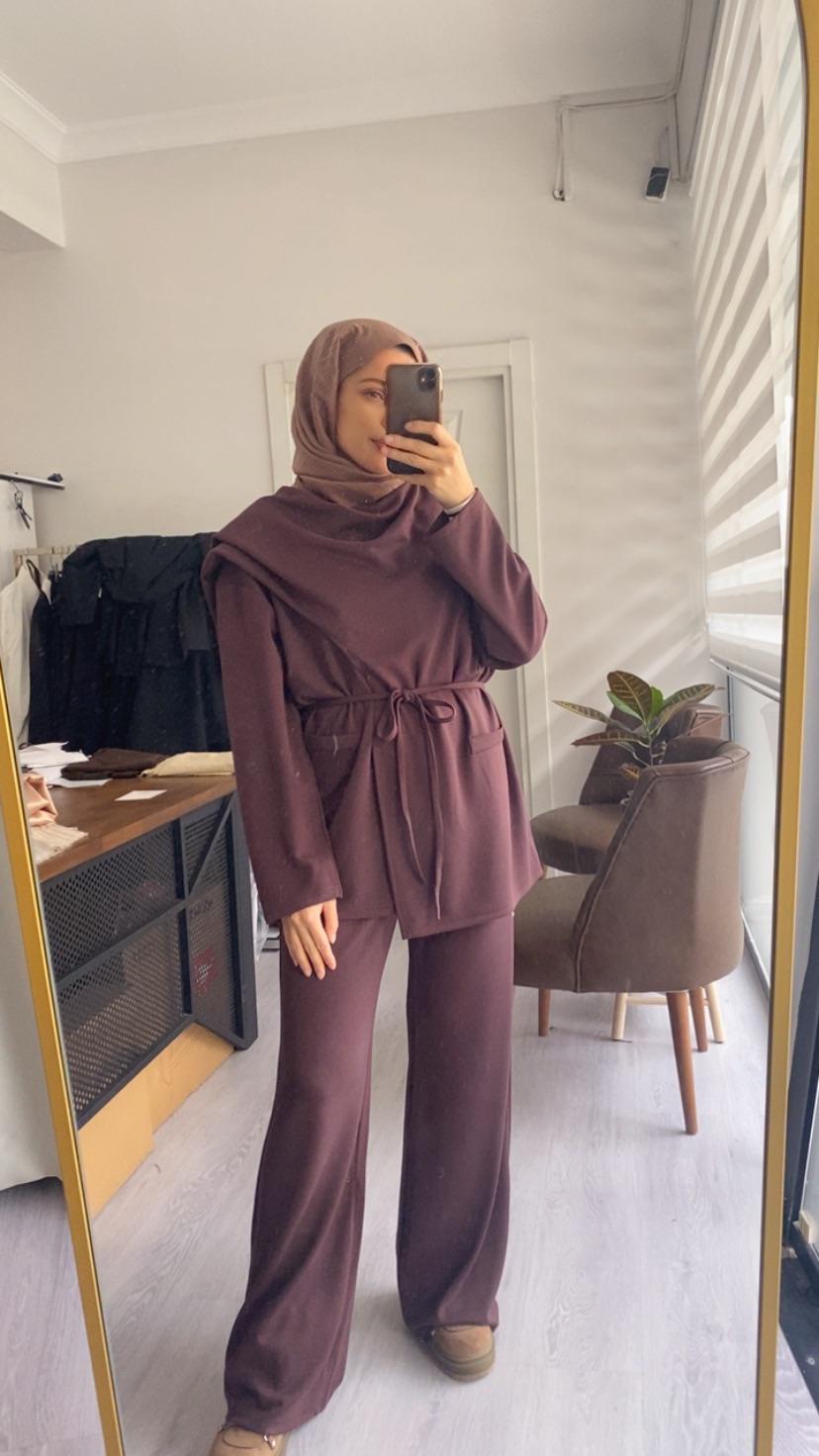 Kadın Pantolon Beli Lastikli Modal Takım