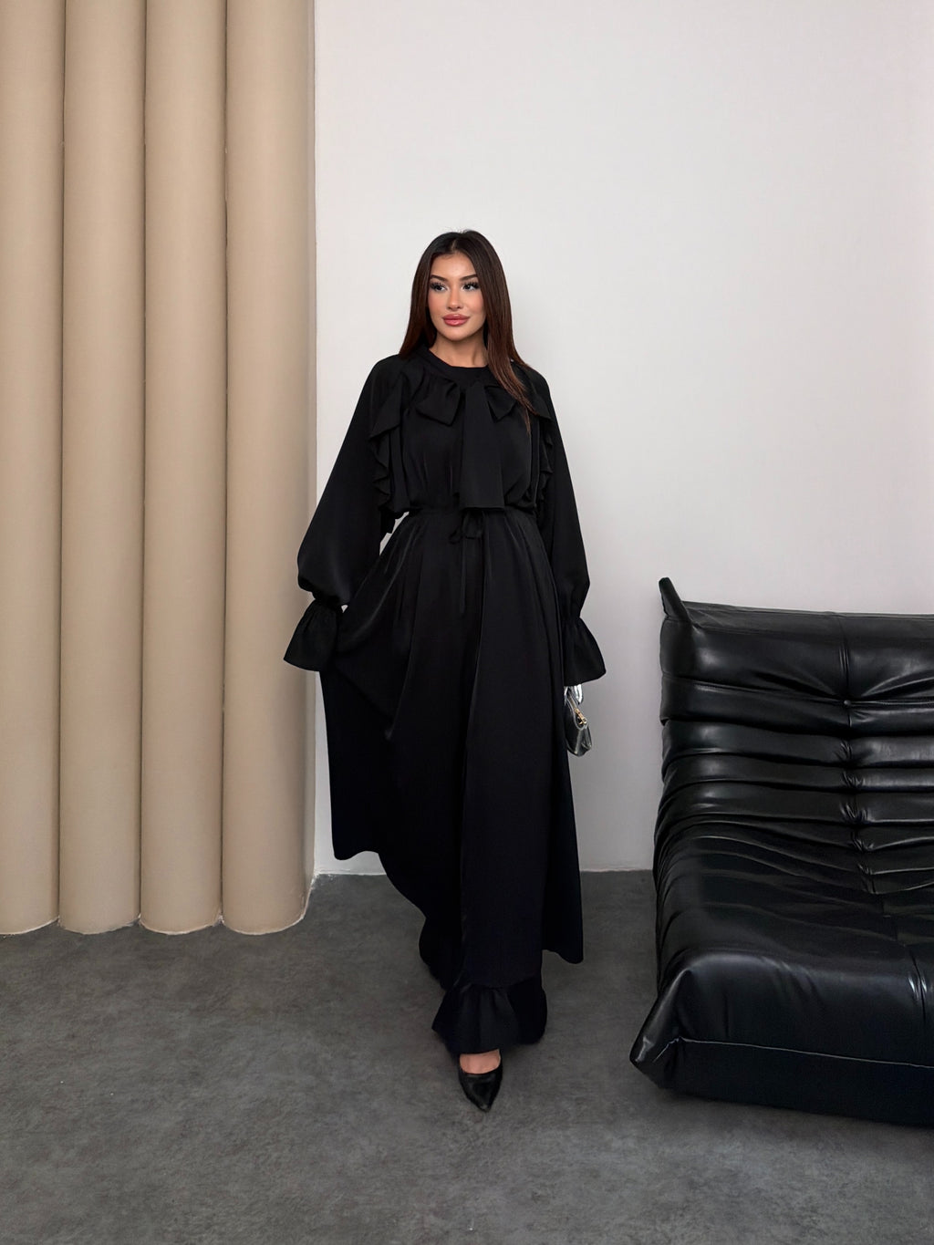 Dubai Krep Volanlı Ferace